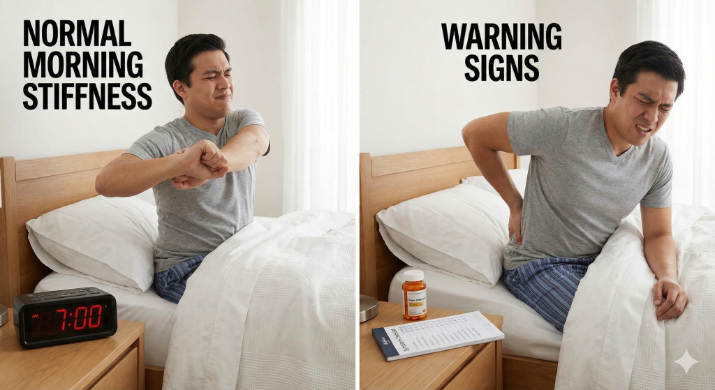 Differentiate between normal stiffness and serious spinal issues (sciatica, disc prolapse) Differentiate between normal stiffness and serious spinal issues (sciatica, disc prolapse)